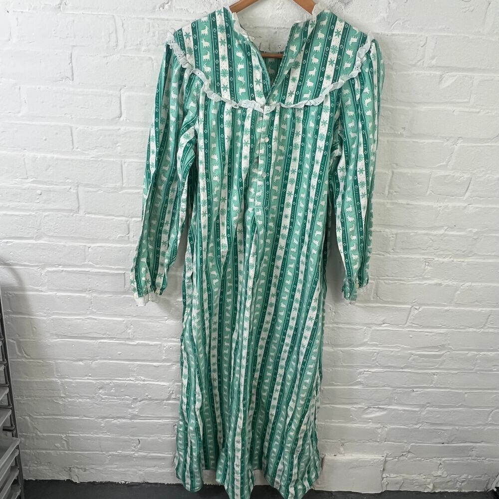 L.L. Bean Green and White Maxi Dress